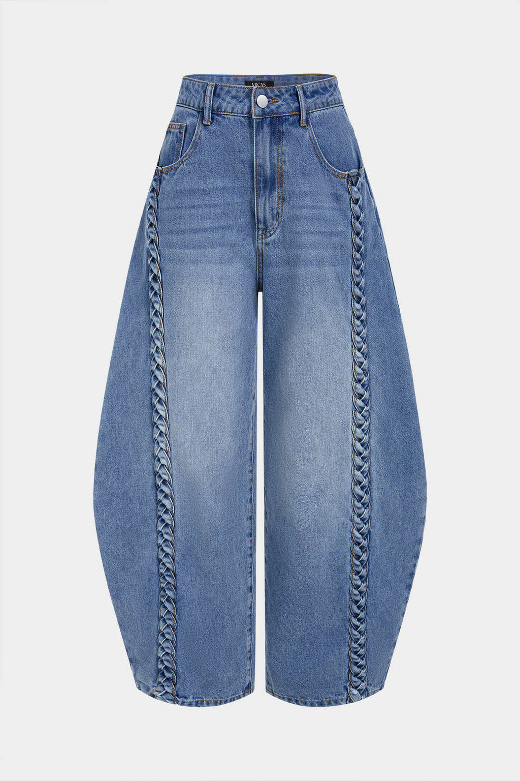 Vaqueros de denim con cremallera trenzada