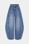 Vaqueros de denim con cremallera trenzada