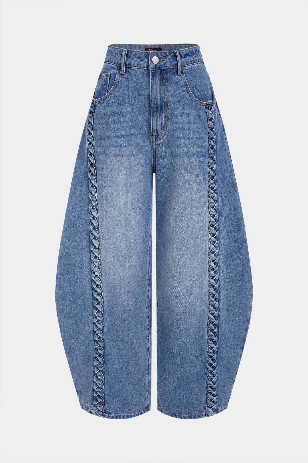 Vaqueros de denim con cremallera trenzada